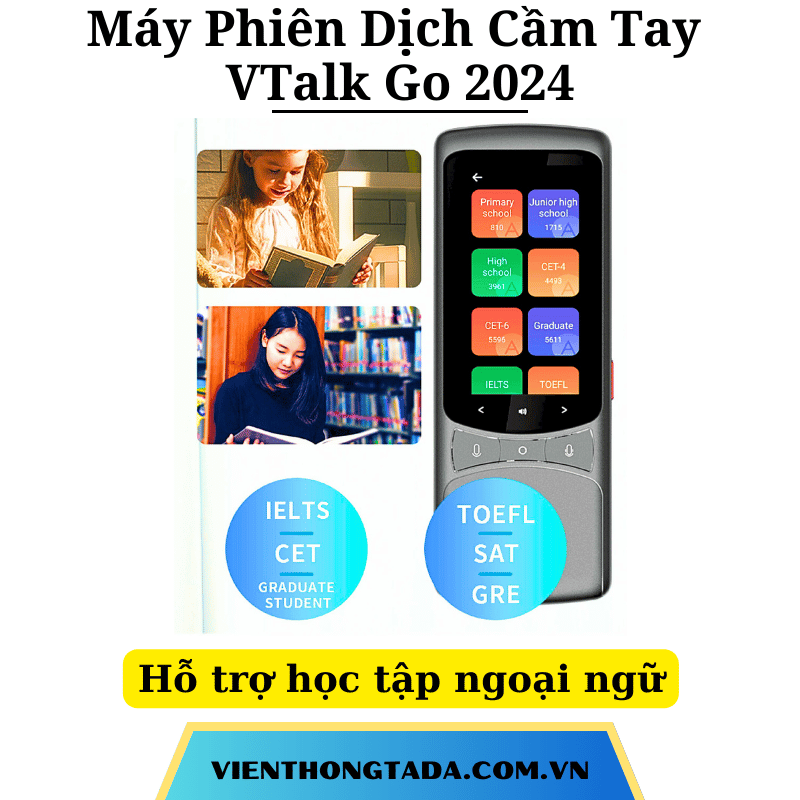VTalk Go 2024 | Máy Phiên Dịch 2 Chiều Cầm Tay | Dịch 134+ Ngôn Ngữ, Dịch Offline, Pin Khỏe 3000mAh