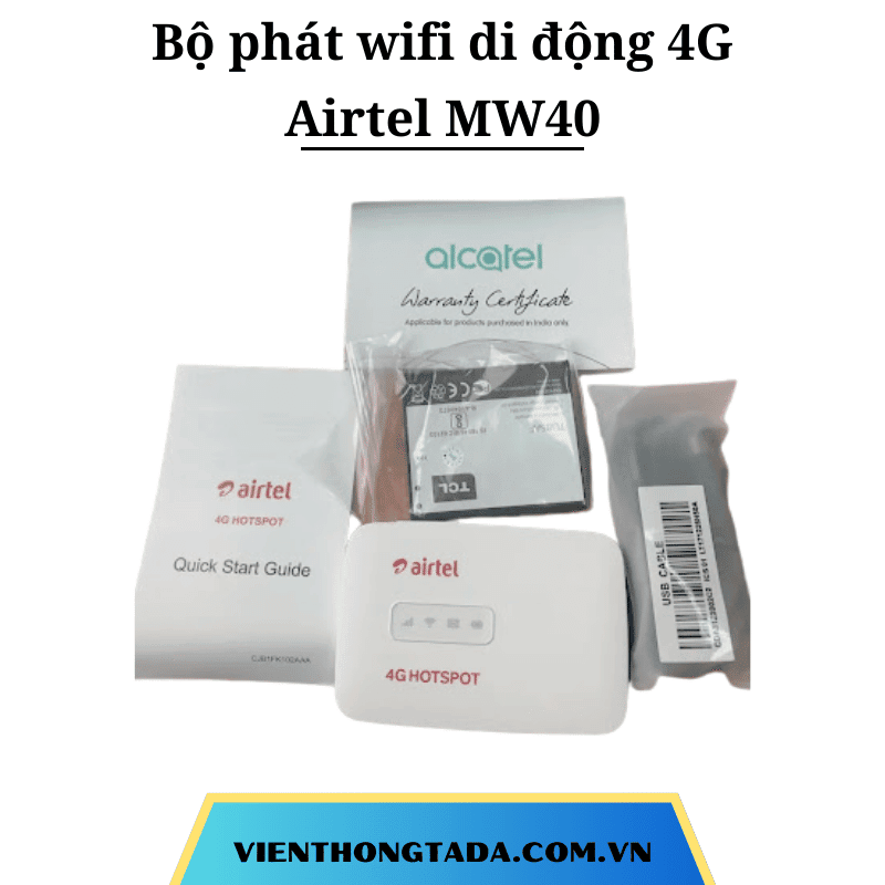 Airtel MW40 | Bộ Phát Wifi Di Động 4G, tốc độ 150Mbps, Pin 1800 mAh, 15 thiết bị kết nối cùng lúc | Chính Hãng