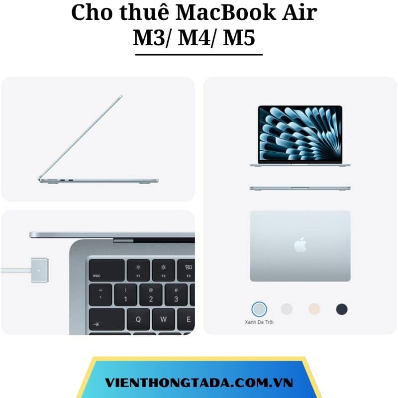 Cho thuê MacBook Air M3, M4, M5 tại Hà Nội, Hải Phòng, Đà Nẵng, TP Hồ Chí Minh