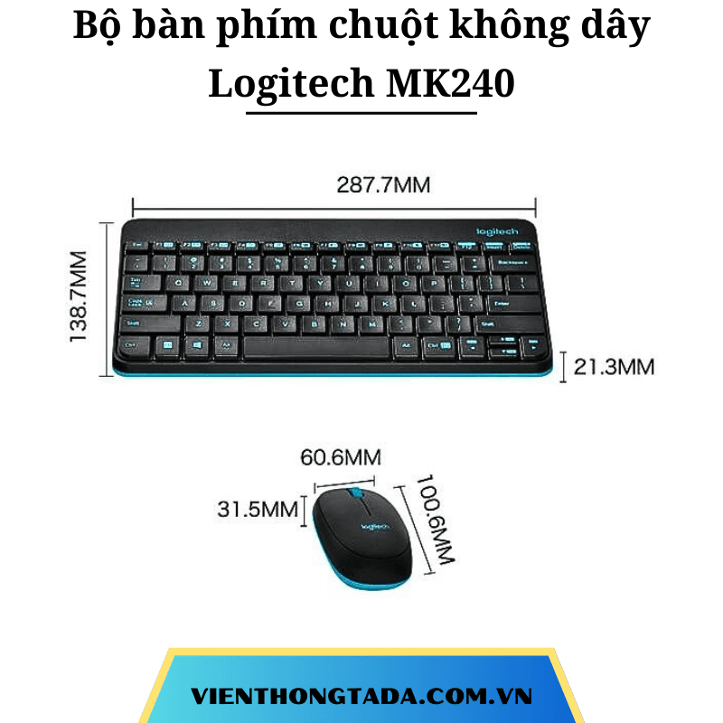 Bộ bàn phím chuột không dây Logitech MK240