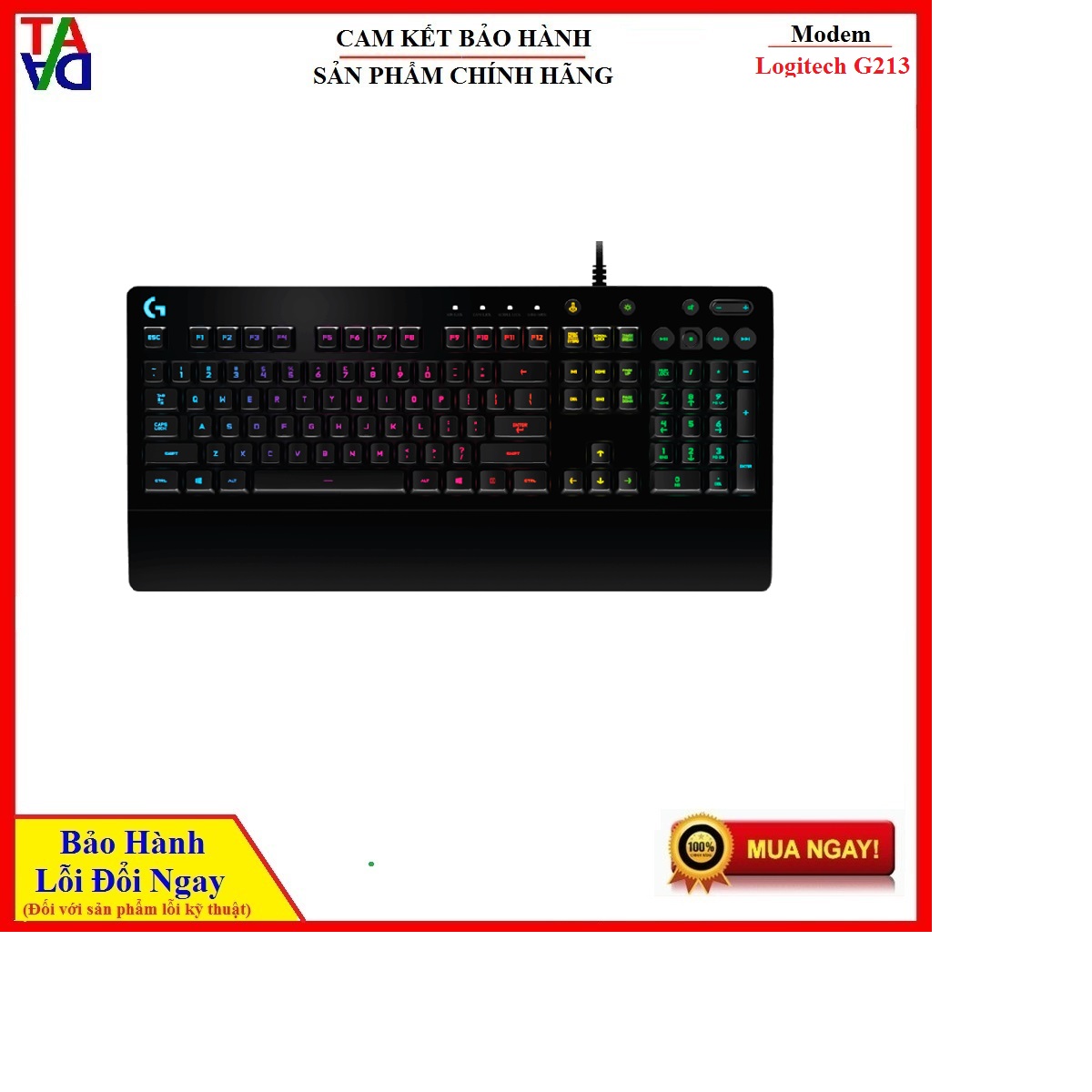 Bàn phím giả cơ Logitech G213 Prodigy RGB Gaming - Hàng chính hãng - Bảo hành 1 đổi 1