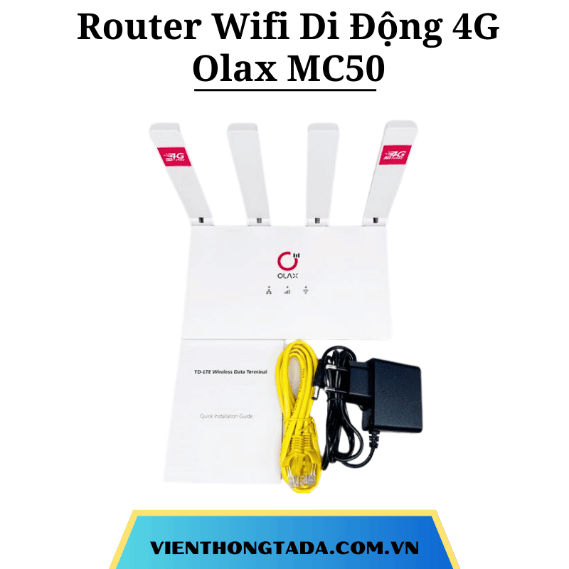 Olax MC50 | Router Wifi Di Động 4G LTE Turbo | Tốc độ 150Mbps, Một băng tần 2.4GHz, 4 ăng ten ngoài | Bảo hành 12 tháng (tada việt nam)