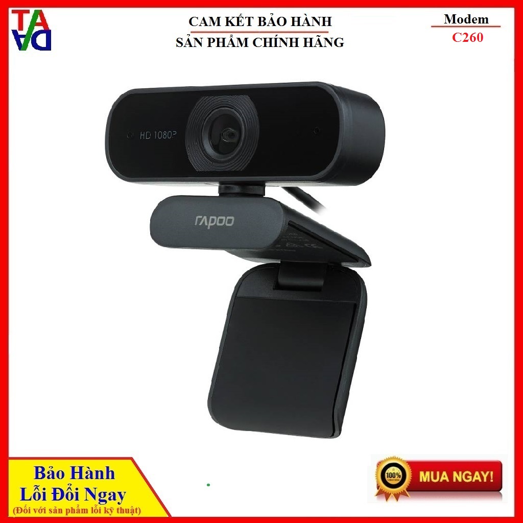 Webcam Rapoo C260 FullHD 1080P | Bảo Hành 24 Tháng