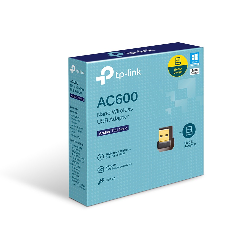 Bộ chuyển đổi USB Wi-Fi Nano AC600 Archer T2U Nano - Hàng chính hãng