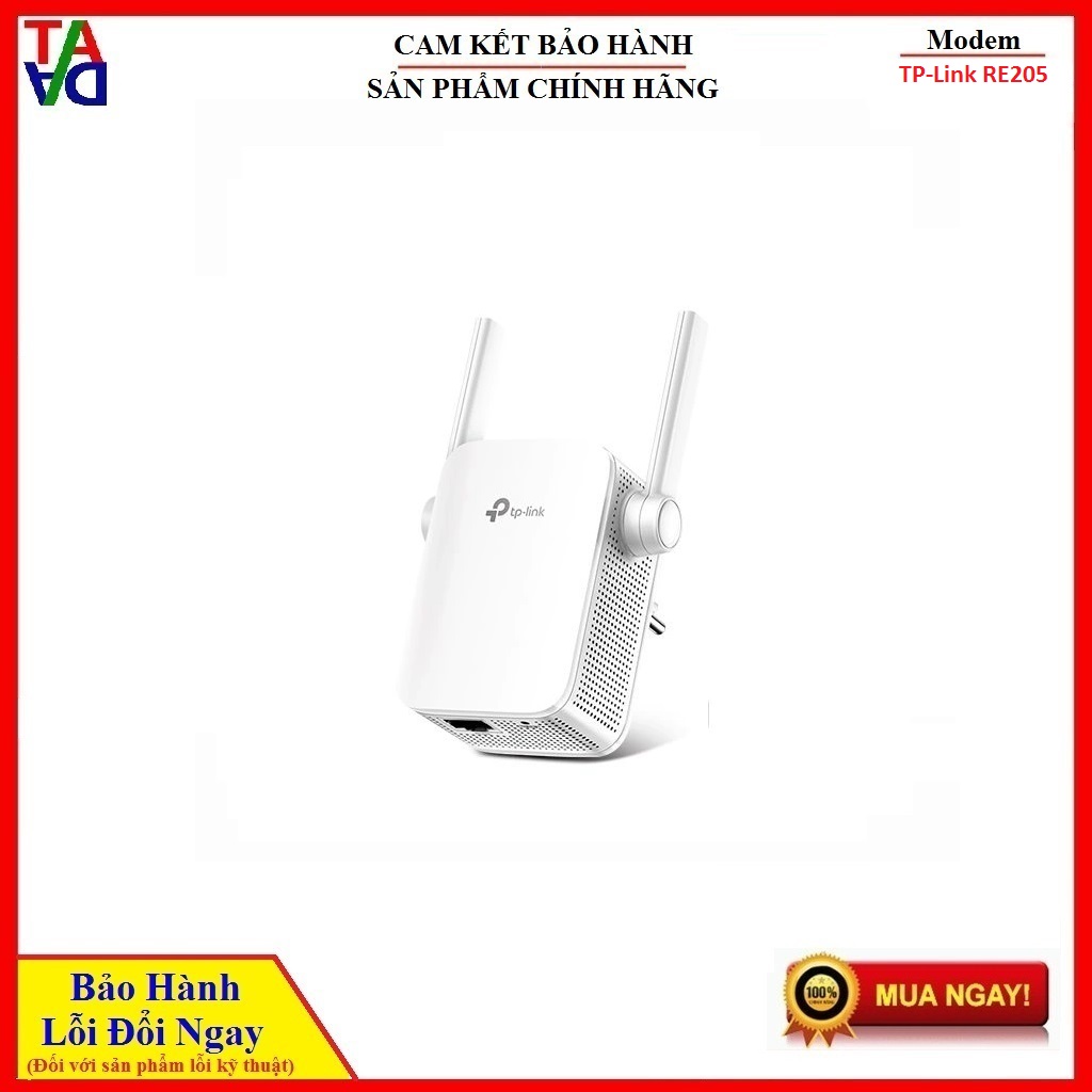 Bộ Mở Rộng Sóng Wi-Fi AC750 Băng Tần Kép TP-Link RE205 - Hàng Chính Hãng - Bảo Hành 24 Tháng