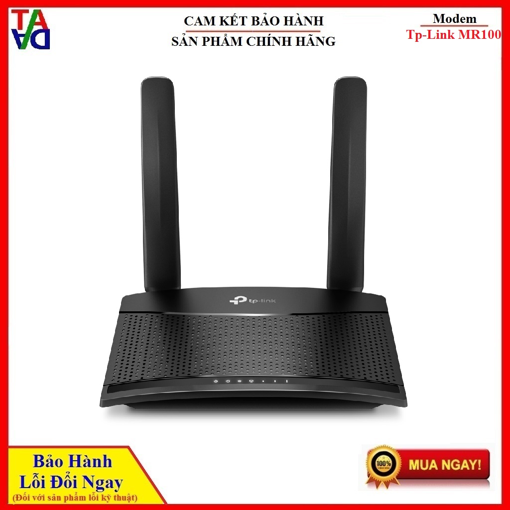 Bộ phát Wi-Fi 4G LTE Chuẩn N Tốc Độ 300 Mbps TP-Link MR100 - Hàng Chính Hãng - Bảo Hành 24 Tháng