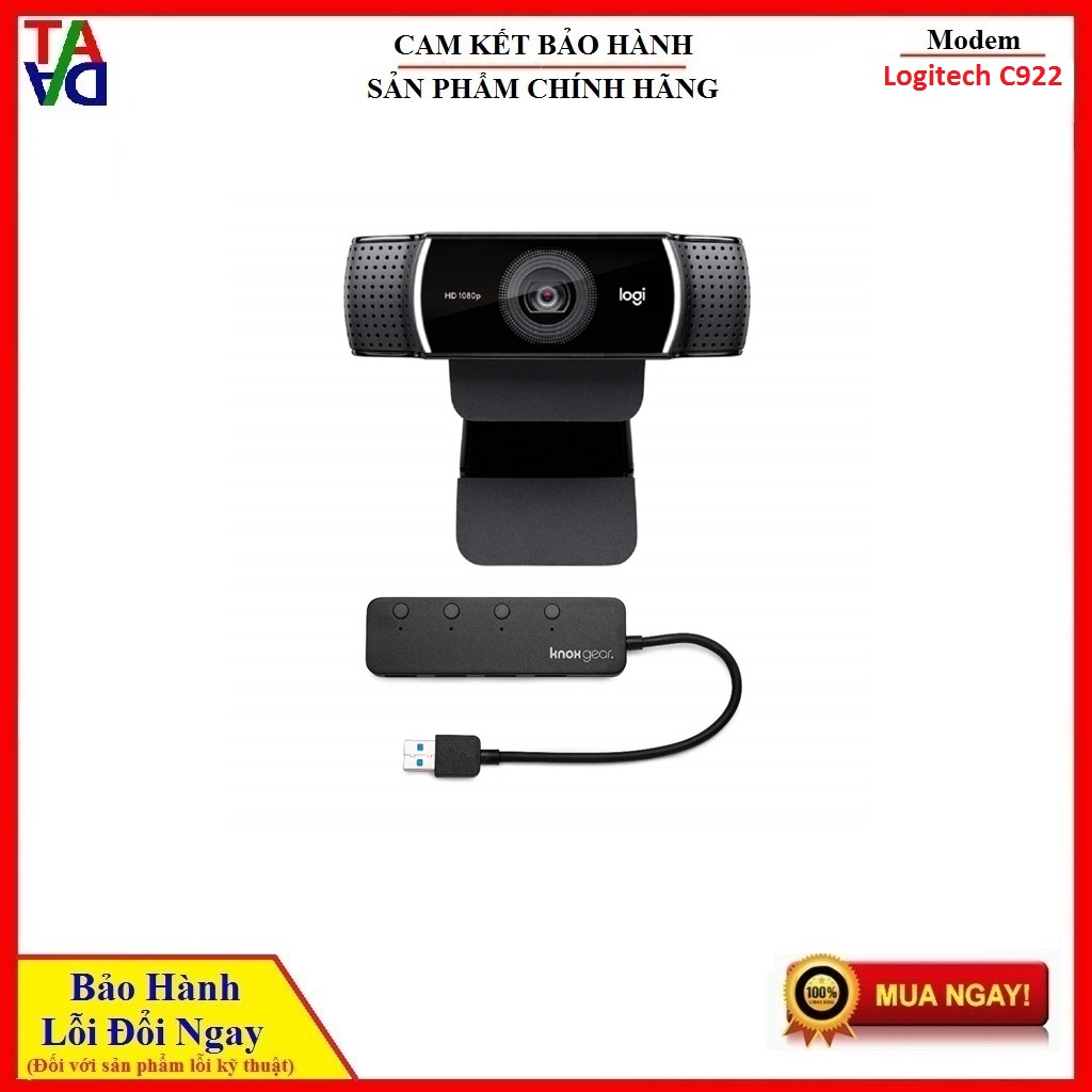 Webcam Logitech C922 FullHD 720P - Hàng chính hãng - Bảo Hành 12 Tháng
