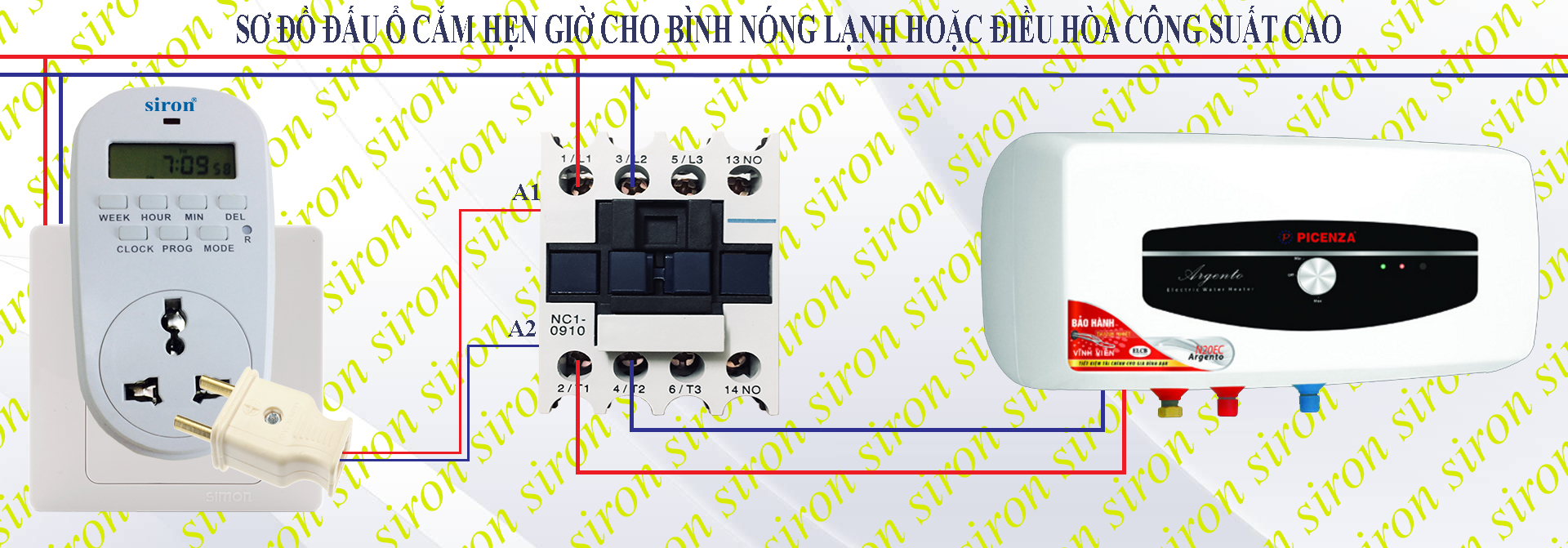 Hướng dẫn lắp đặt hẹn giờ tự động tắt mở bình nóng lạnh và điều hòa