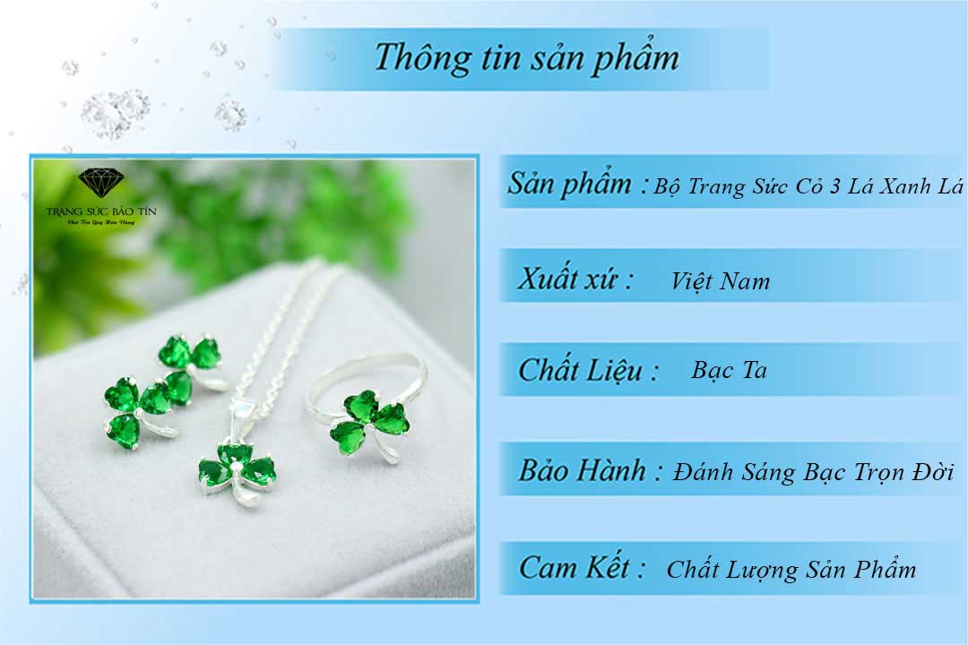 bộ trang sức bạc nữ