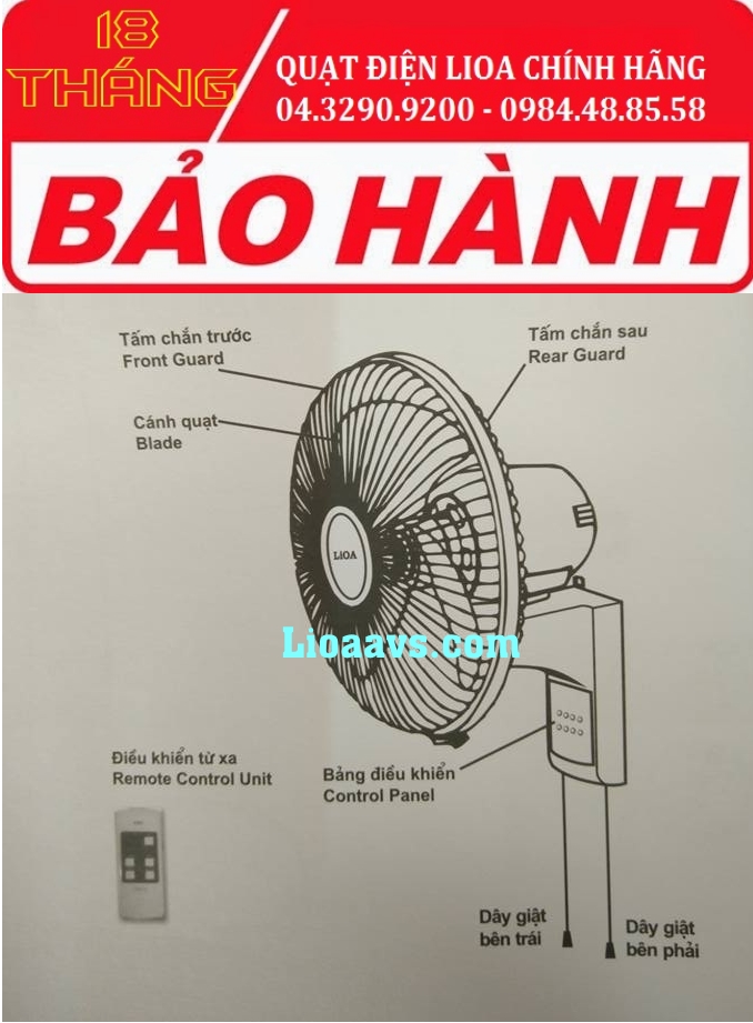 QUẠT ĐIỆN TREO TƯỜNG LIOA