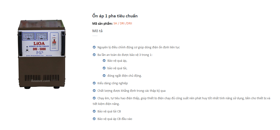 ổn áp lioa dùng cho gia đình