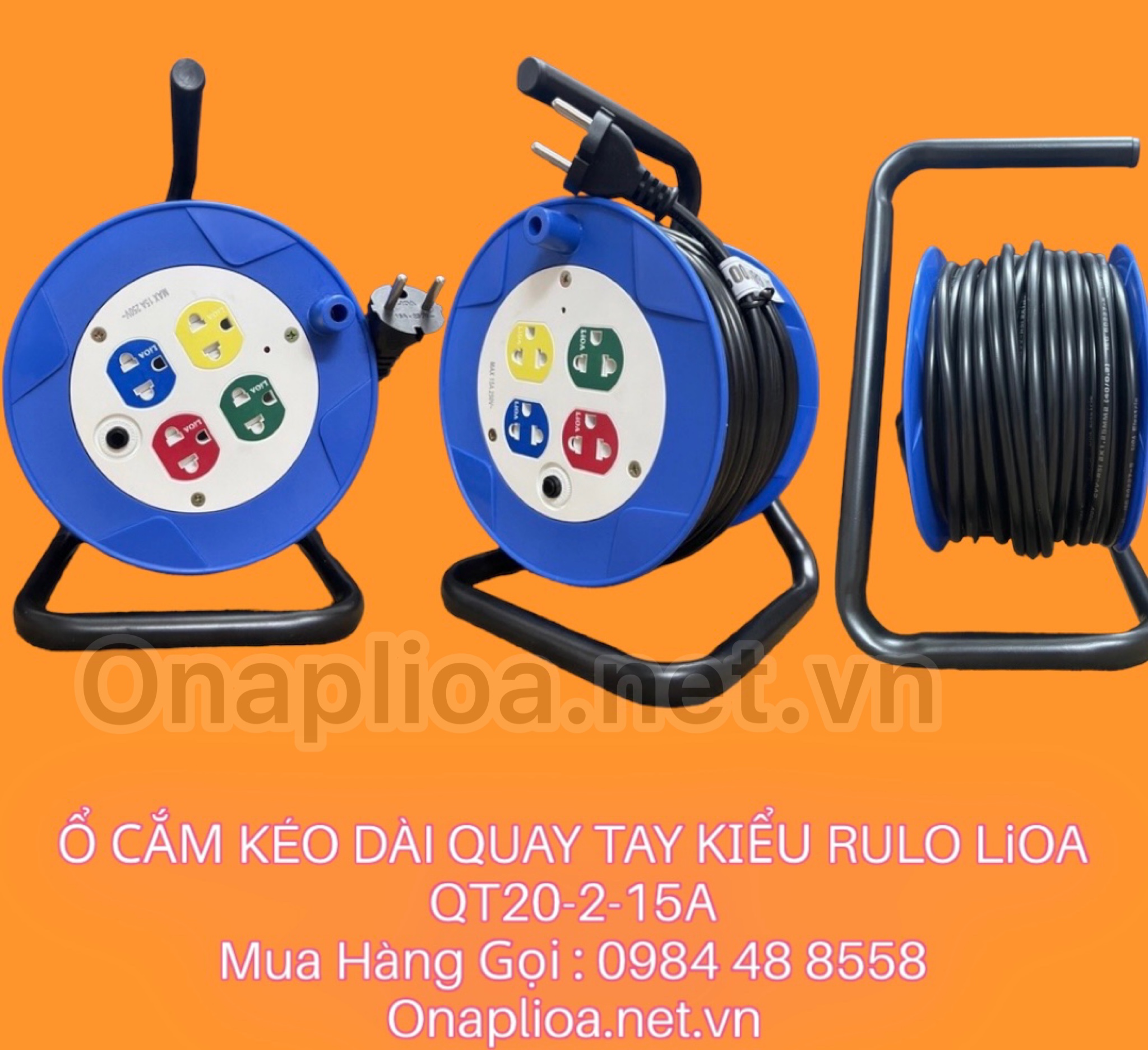 Ổ CẮM KÉO DÀI QUAY TAY KIỂU RULO LiOA QT20-2-15A