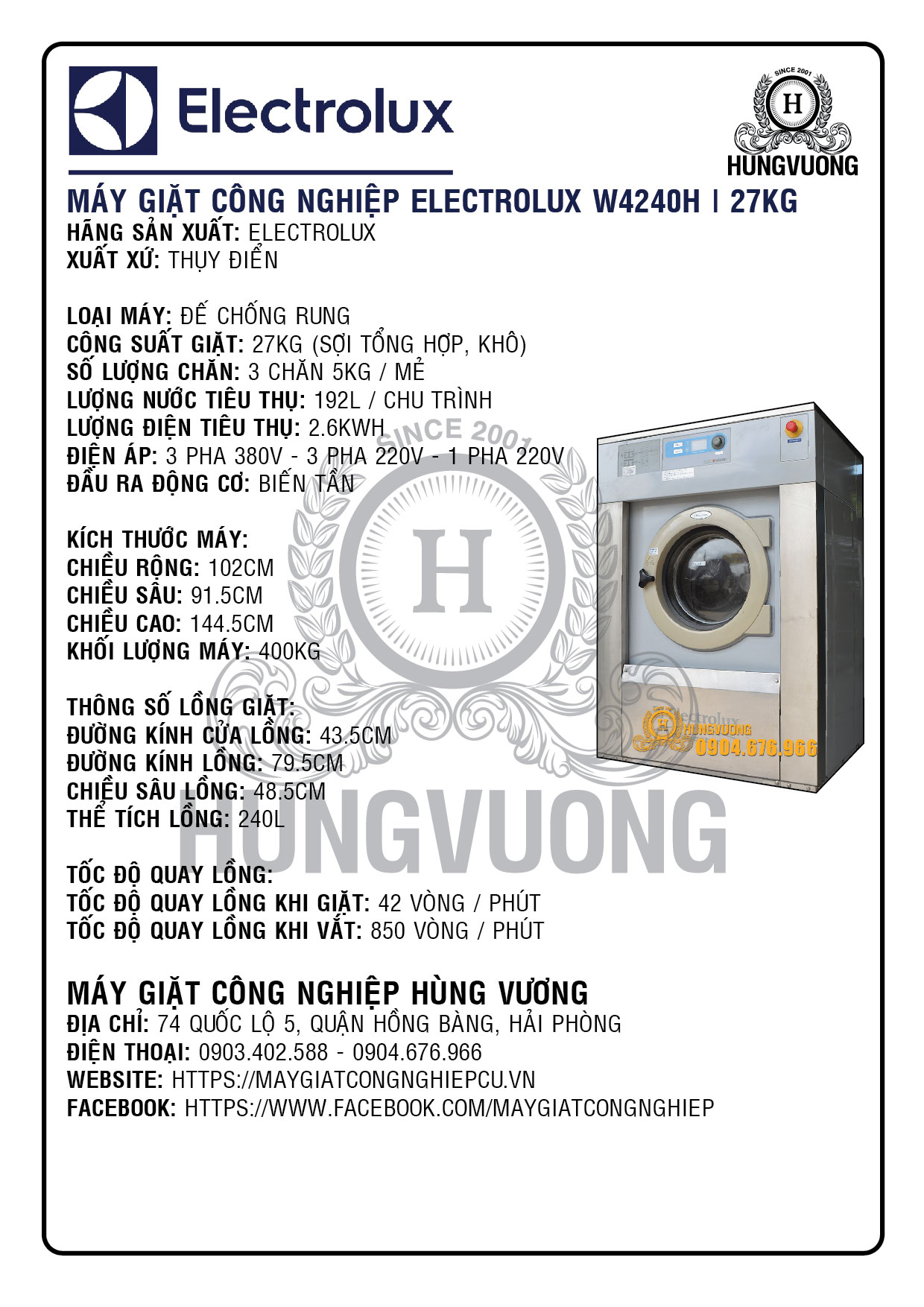 Máy giặt chăn công nghiệp 27kg cho nhà nghỉ, khách sạn dưới 30 phòng