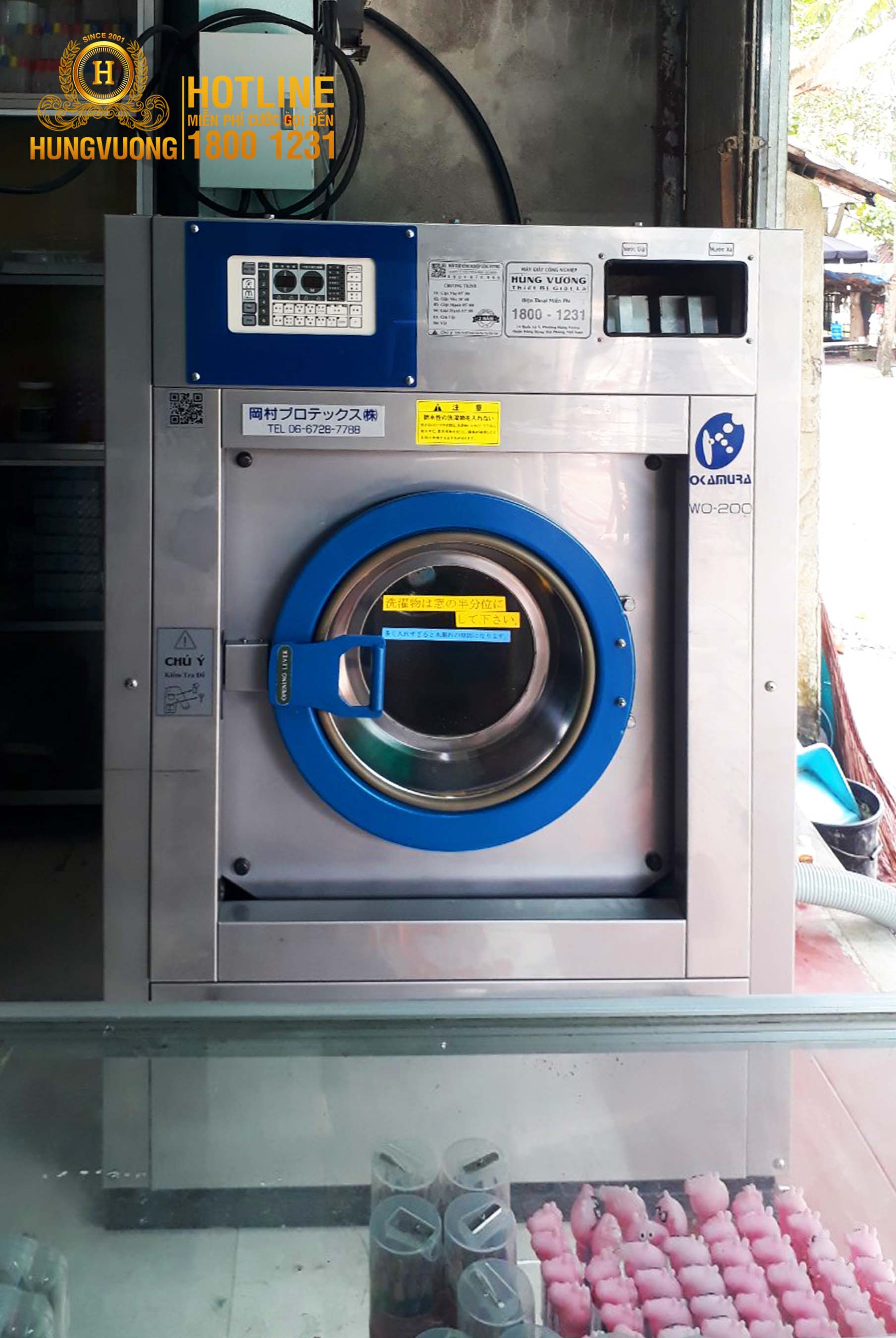 Lắp đặt máy giặt công nghiệp OKAMURA 20kg cho tiệm giặt dân sinh ở Hà Giang