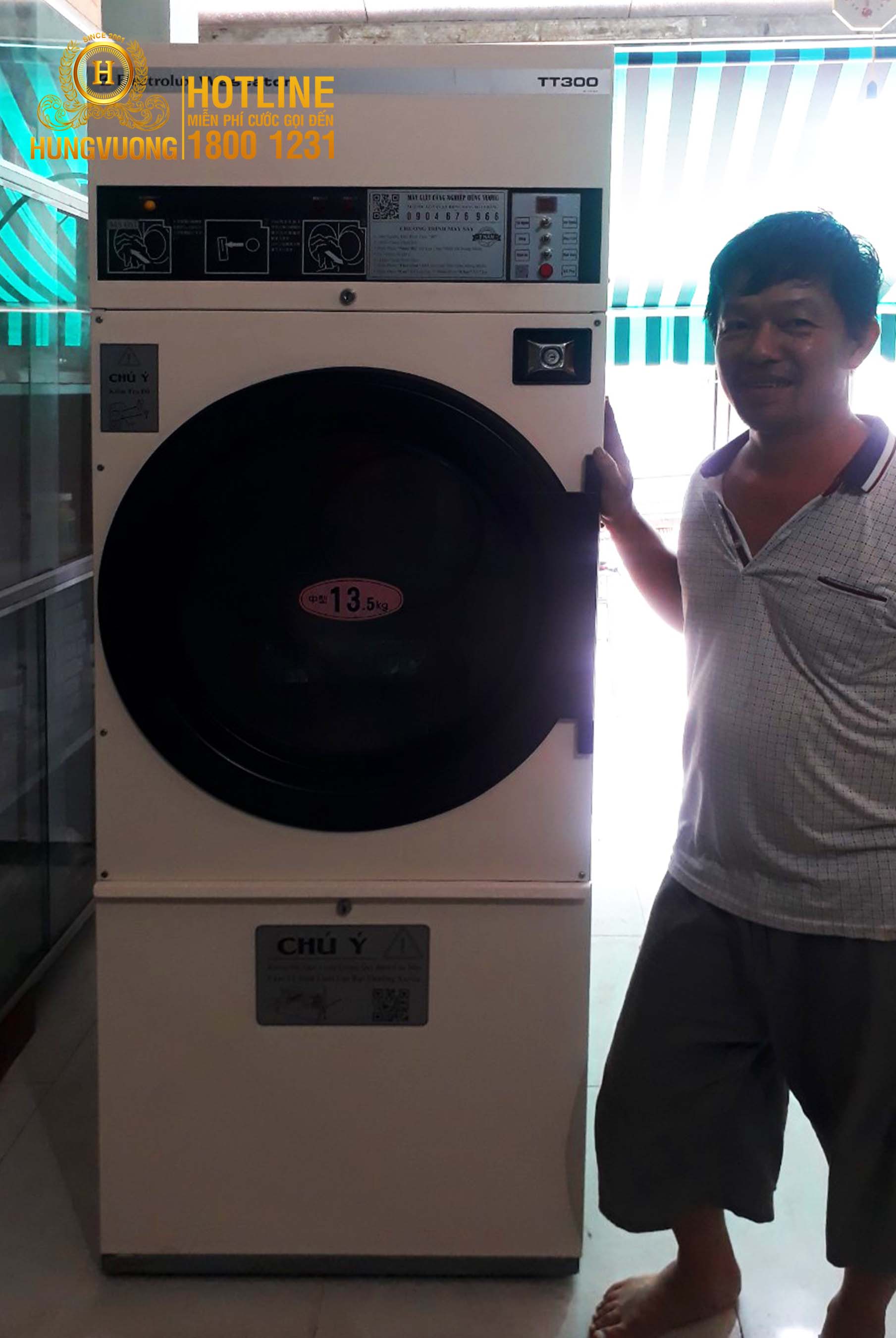 Lắp đặt hoàn chỉnh máy sấy công nghiệp ELECTROLUX 13.5kg cho tiệm giặt dân sinh ở Hà Giang