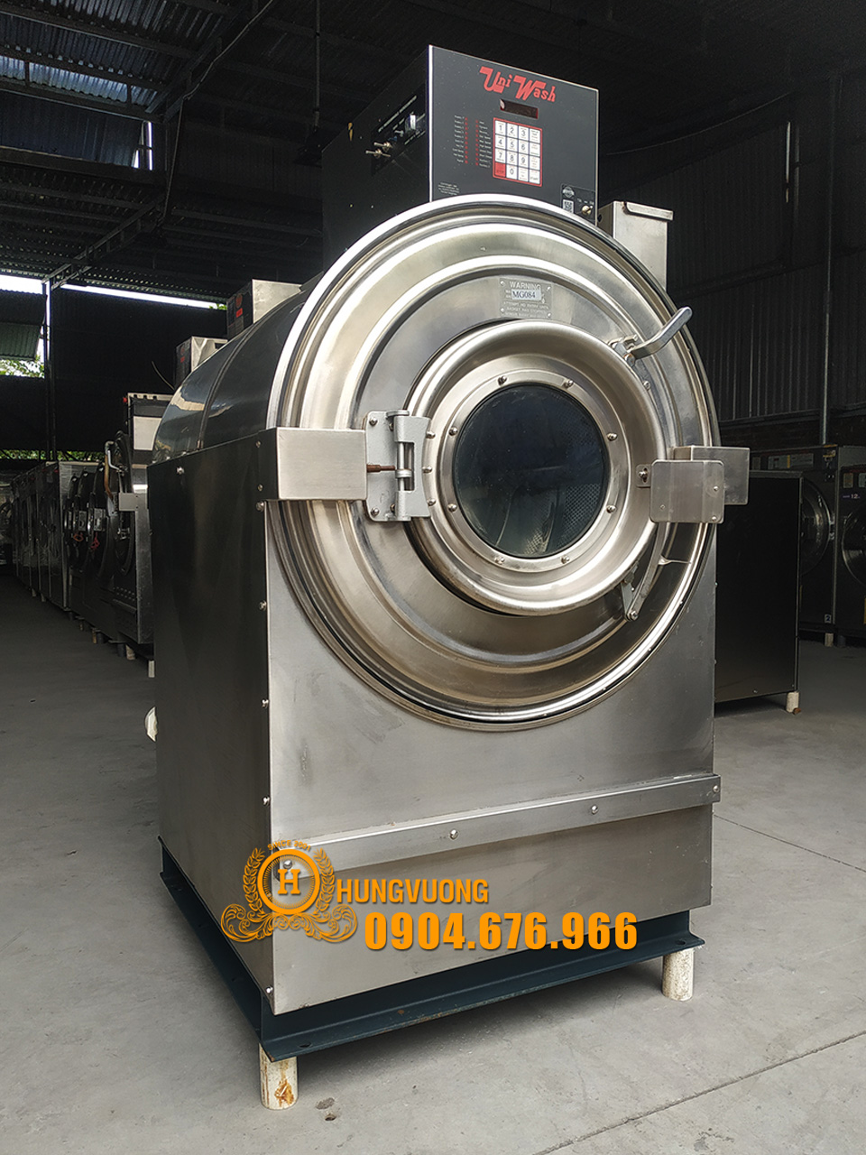Mặt nghiêng máy giặt công nghiệp UNIWASH UW50, 23kg, chân cố định, biến tần, Mỹ
