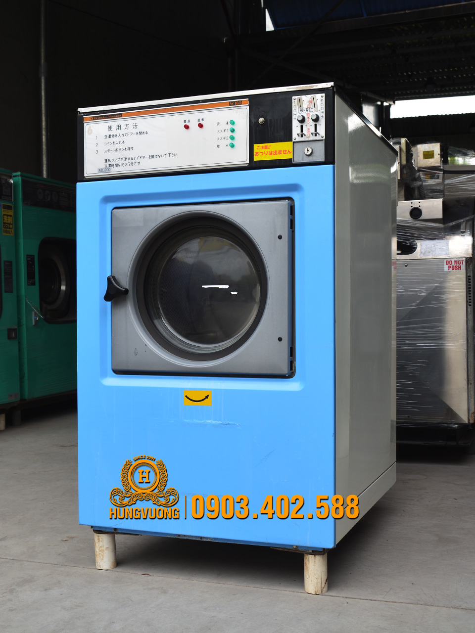 Mặt nghiêng máy giặt công nghiệp ELECTROLUX WASCATOR W160,16kg, chân cố định, Thụy Điển