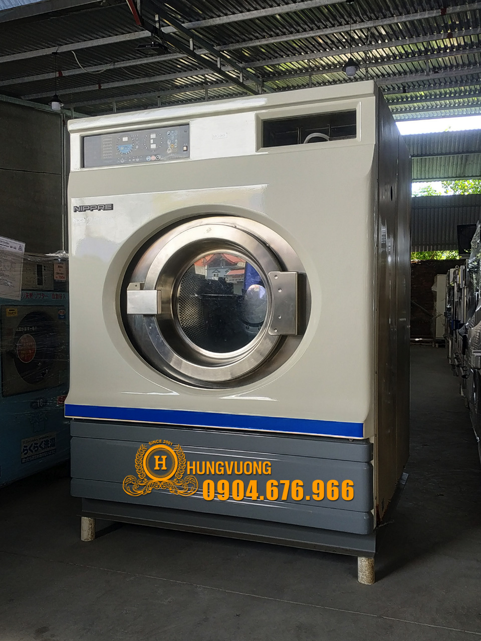 Mặt nghiêng máy giặt công nghiệp Nhật Bản NIPPRE IDEAL 250A, 25kg, chân chống rung, biến tần
