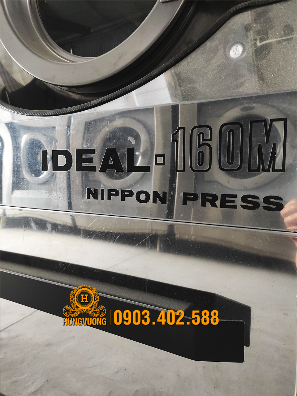 Tem mác máy giặt công nghiệp NIPPON PRESS IDEAL-160M, 16kg, chân chống rung, biến tần, Nhật Bản