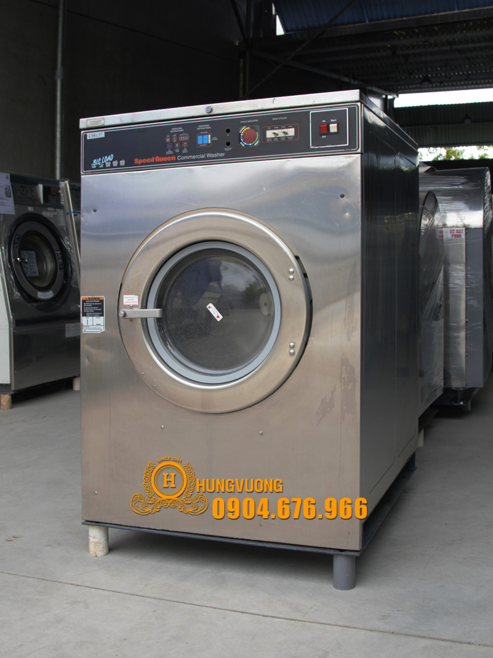 Mặt nghiêng máy giặt công nghiệp SPEED QUEEN, 23kg, chân cố định, biến tần, Mỹ