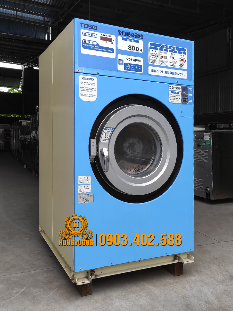 Mặt nghiêng máy giặt công nghiệp TOSEI CW-22, 22kg, chống rung, biến tần, Nhật