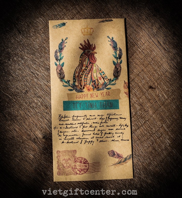 bao lì xì hình chú gà trống oai vệ