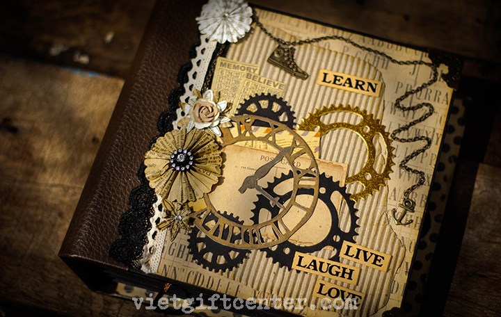 Scrapbook handmade vintage Learn Live Laugh Love cao cấp