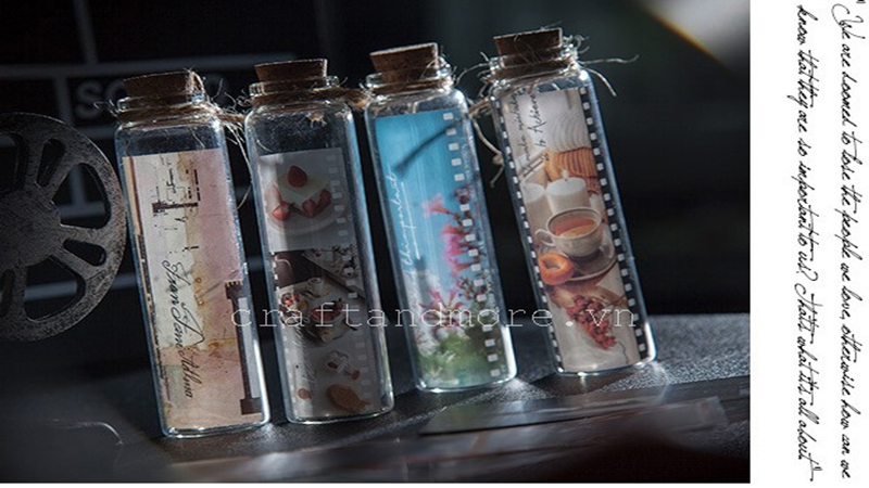 sticker trang trí chai thủy tinh