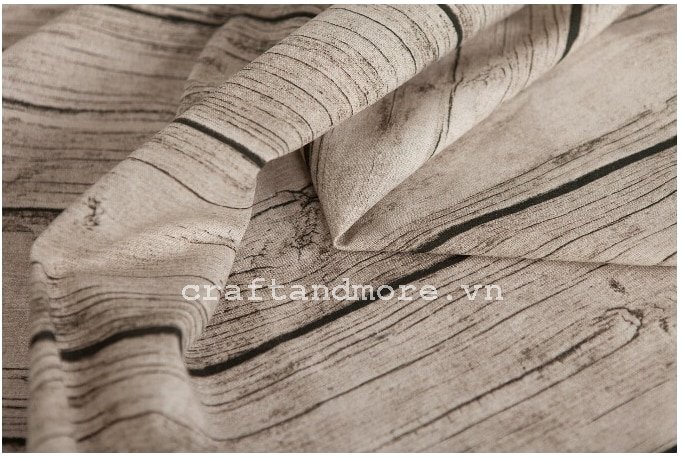 Vải canvas vân gỗ may vỏ bọc gối ôm, sofa