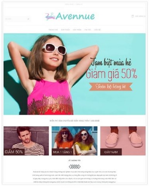 Giao diện web bán hàng Avenue