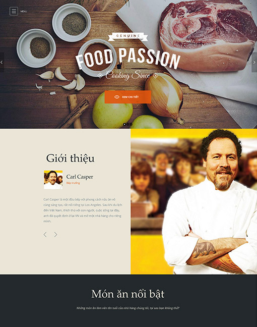 Giao diện web bán hàng Gourmet