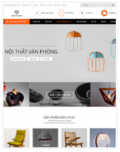 Giao diện web bán hàng Interior