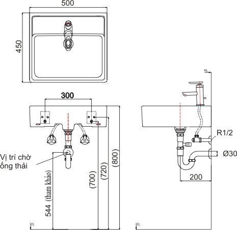 bản vẽ chậu rửa inax đặt bàn l-293v