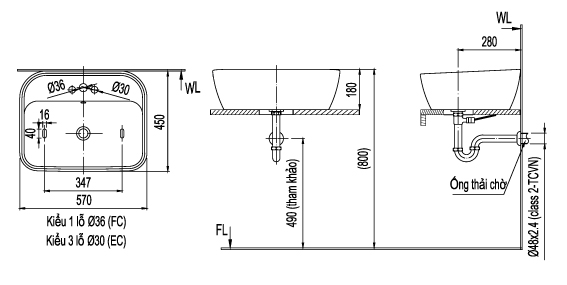 bản vẽ chậu rửa inax đặt bàn l-296v