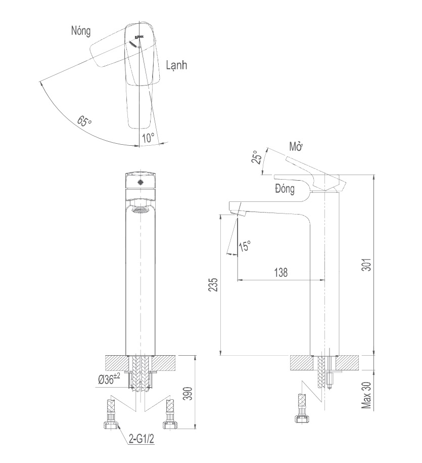 bản vẽ vòi chậu lavabo inax lfv-5000sh
