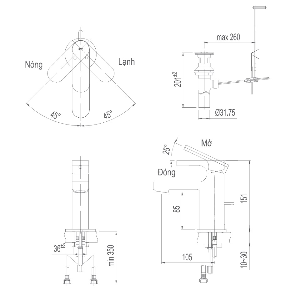bản vẽ vòi chậu lavabo inax lfv-6002s