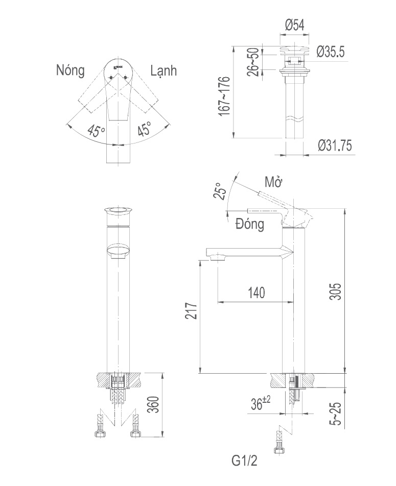 bản vẽ vòi chậu lavabo inax lfv-7100sh
