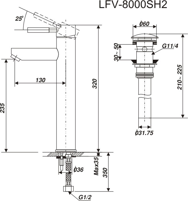 bản vẽ chậu rửa lavabo inax lfv-8000sh2