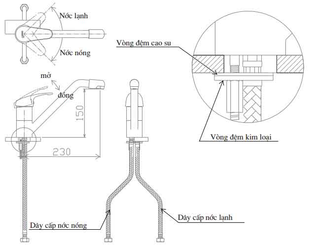 bản vẽ vòi chậu rửa bát inax sfv-301s