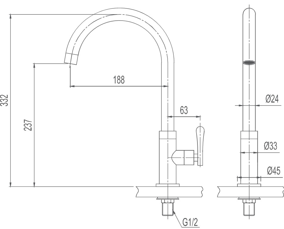 bản vẽ vòi chậu rửa bát inax sfv-31s