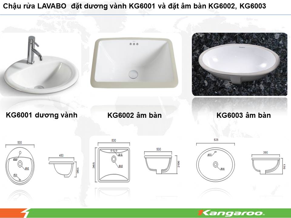 kích thước chậu rửa kangaroo âm bàn kg6003