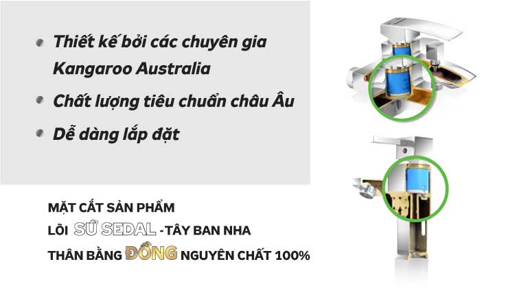 Vòi chậu Lavabo Kangaroo kháng khuẩn KG692C
