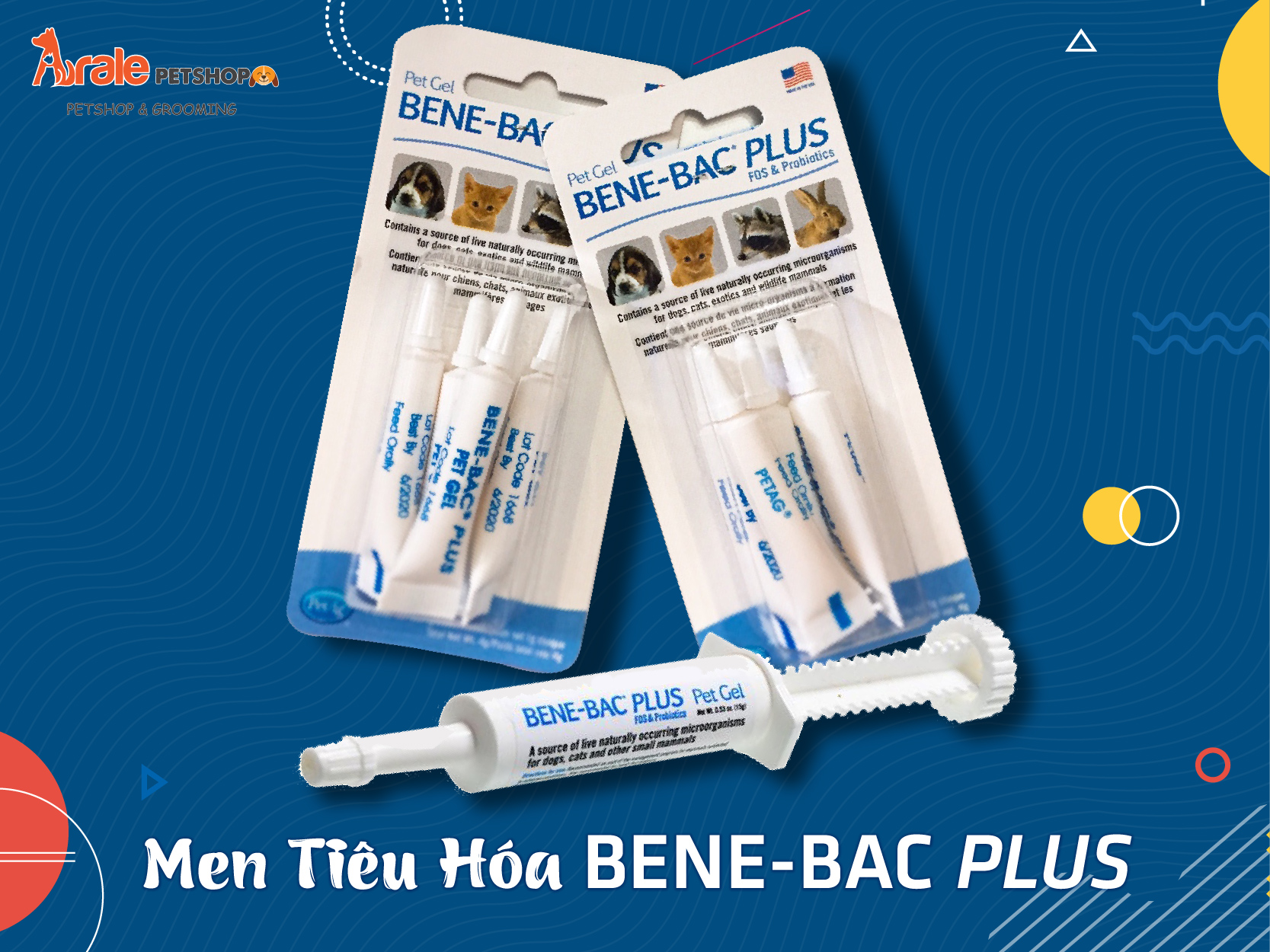 Bene-bac gel là men tiêu hóa dành cho chó, mèo, thỏ, bọ...có vấn đề về tiêu hóa: tiêu chảy, táo bón, khó tiêu....gây ra bởi sự di chuyển, thay đổi thức ăn, đầy bụng, thay đổi môi trường