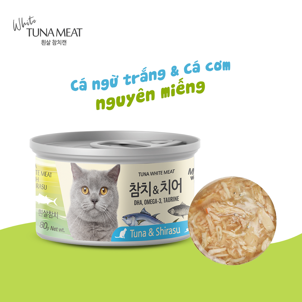 PATE MEOWOW CHO MÈO sử dụng thịt cá ngừ trắng đóng hộp Tuna White Meat bổ sung những vitamin và khoáng chất thiết yếu mà bữa ăn hằng ngày có thể bị thiếu hụt. Sản phẩm hỗ trợ chăm sóc lông bóng mượt, giúp sáng mắt, giảm đổ ghèn, tăng cường trí não