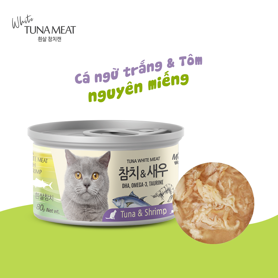 PATE MEOWOW CHO MÈO sử dụng thịt cá ngừ trắng đóng hộp Tuna White Meat bổ sung những vitamin và khoáng chất thiết yếu mà bữa ăn hằng ngày có thể bị thiếu hụt. Sản phẩm hỗ trợ chăm sóc lông bóng mượt, giúp sáng mắt, giảm đổ ghèn, tăng cường trí não