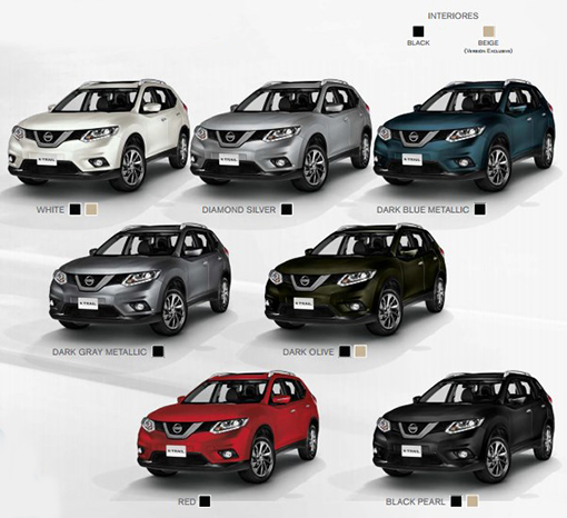 màu xe nissan x-trail 2016