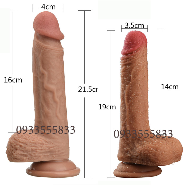 dương vật giả silicon 2 lớp cỡ châu á không rung