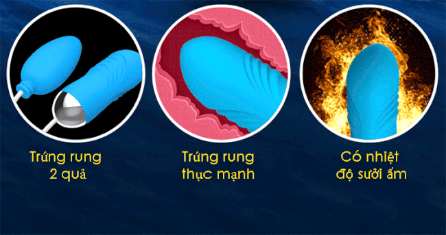 Trứng rung RUNG THỤT toả nhiệt 2 đầu Leten 