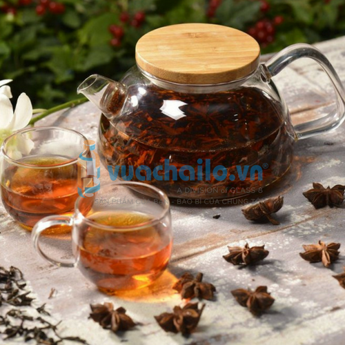 Ấm Trà Thủy Tinh Nắp Gỗ 650ml