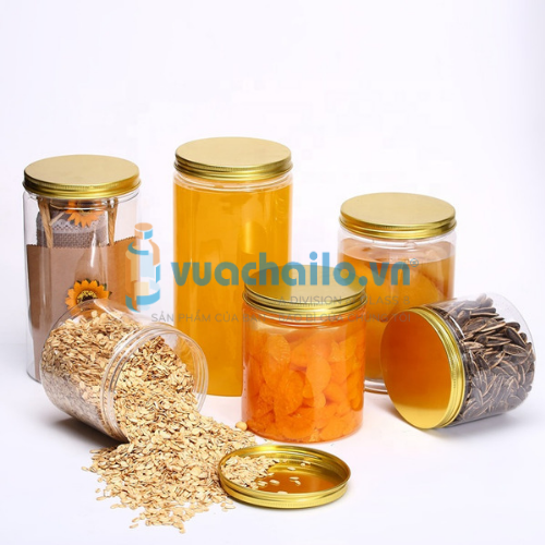 Hũ Nhựa Pet Nắp Nhôm Vàng 300ml